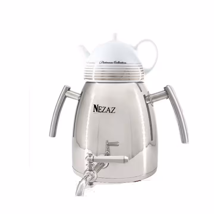 کتری و قوری 6 لیترهرمی دسته استیل قوری چینی  (NEZAZ) کد 4000