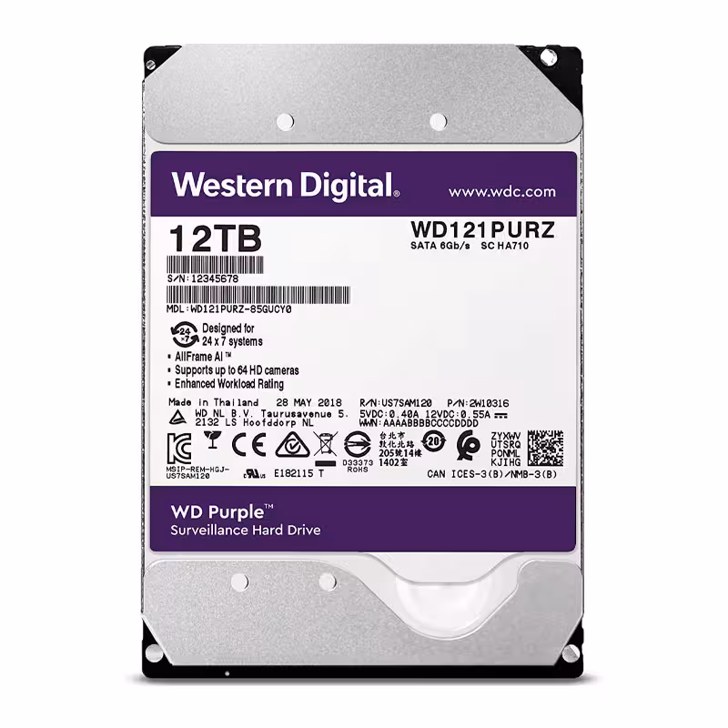 هارد دیسک اینترنال وسترن دیجیتال مدل Purple WD121PURZ با ظرفیت 12 ترابایت