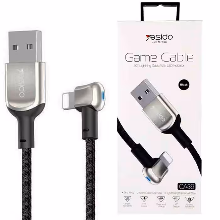 کابل USB به لایتنینگ یسیدو YESIDO CA39 طول 1.2متر 2.4 آمپر