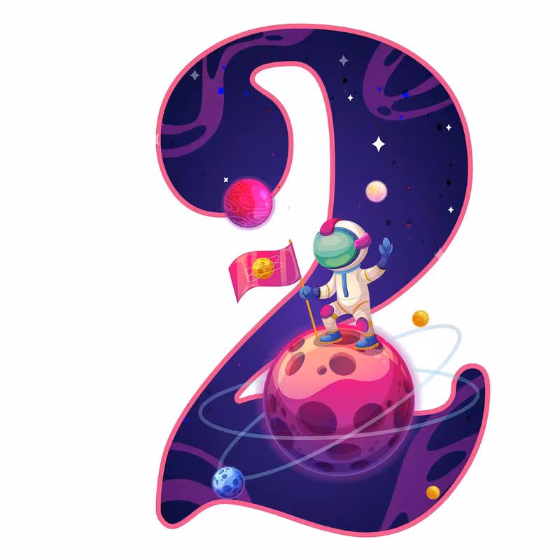 استند رومیزی تولد مدل عدد 2 طرح .فضانورد کد 1032