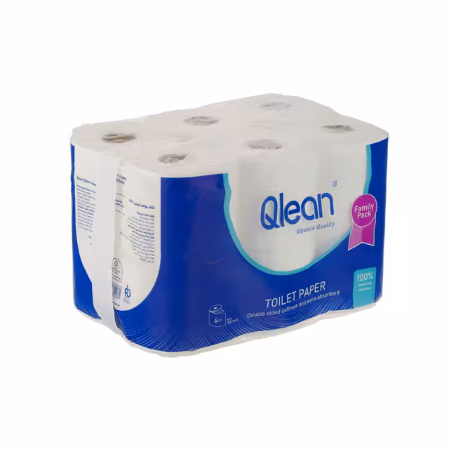 دستمال توالت 4 لایه کیولین مدل رولی بسته 12 عددی