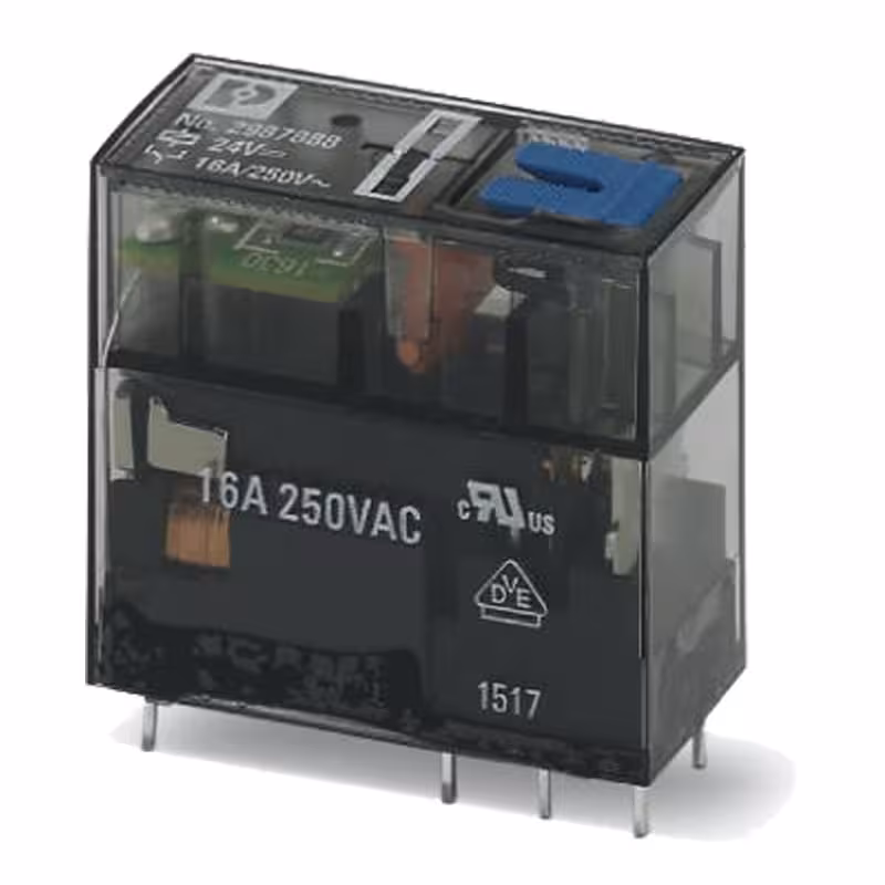 رله شیشه ای فونیکس کنتاکت تک کنتاکت 24DC و ( 8 پایه خطی 16 آمپر ) REL-MR- 24DC/21HC/MS