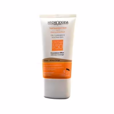 کرم ضد آفتاب فاقد چربی 2In1 هیدرودرم SPF50 حجم 40 میلی لیتر - بژ گندمی