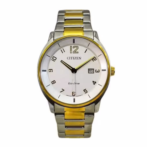 سیتیزن اکو درایو CITIZEN ECO – DRIVE GN-S113989 موتور ژاپن ،، بند دورنگ باصفحه سفید