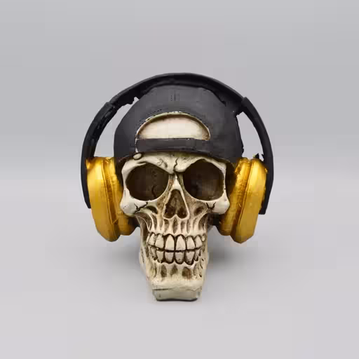 مجسمه اسکلت طرح DJ مدل هدفون headphone کد Psdo527