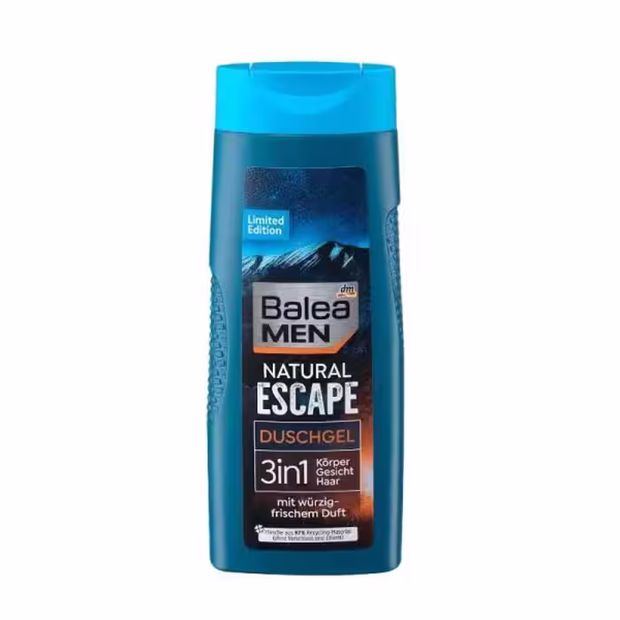 شامپو 3 در 1 سر و بدن آلمانی مردانه باله آ مدل Natural Escape با رایحه‌ای تند و تازه حجم 300 میل