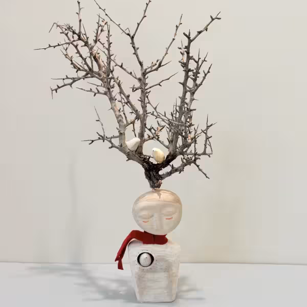 تینا با شاخ طبیعی با سه پرنده طرح سه