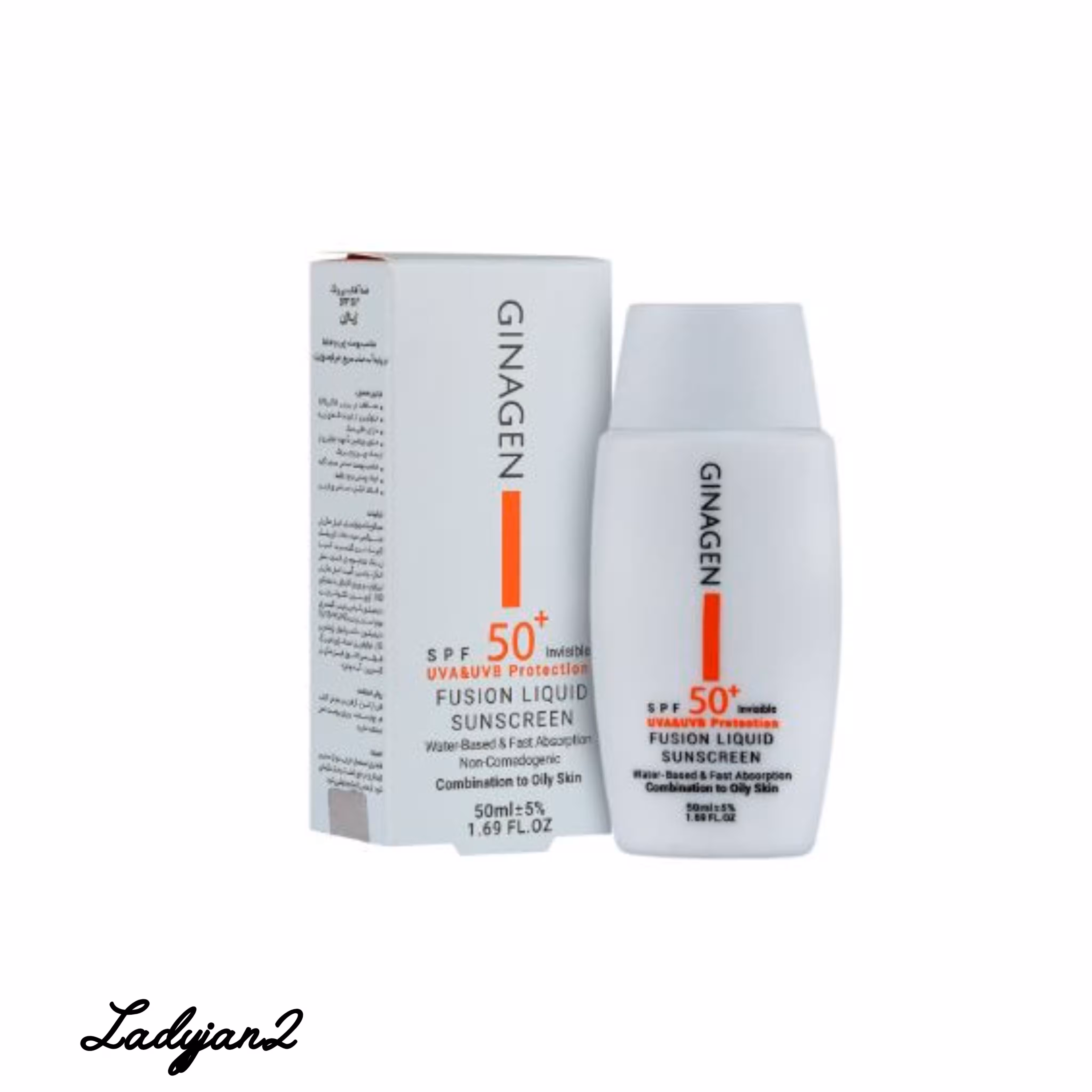 ضد آفتاب بی رنگ ژیناژن مدل Fusion liquid مناسب پوست چرب 50 میلی لیتر