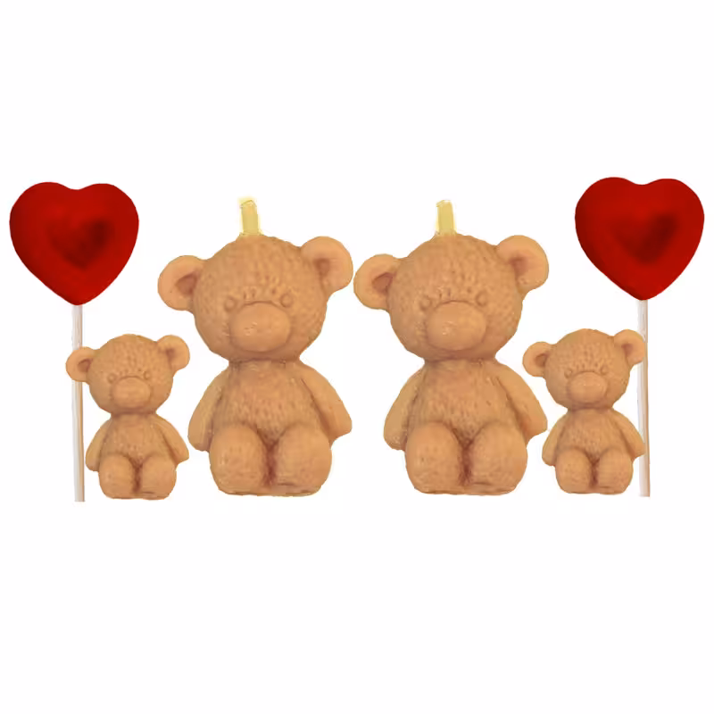 شمع دست ساز مدل خرس خانواده مجموعه 6عددی