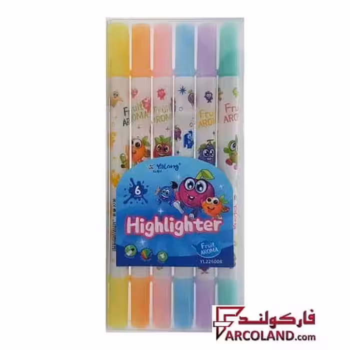 ماژیک هایلایت طرح مدادی دو سر بسته 6 رنگ کد YL225008 | علامت گذار