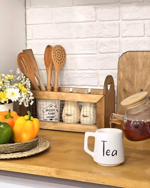 باکس چوبی مستطیل توری دار دسته قلبی