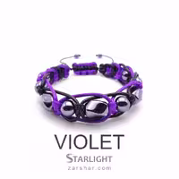 دستبند بافت چرم و سنگ حدید Violet