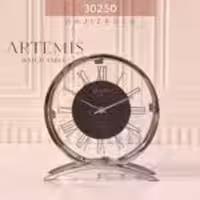 ثانیه سازان ارتمیس  ساعت رومیزی گرد پایه دار نقره ای  SILVER-30250