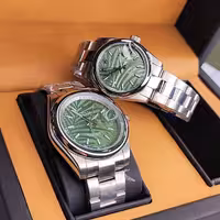 ساعت مچی ست رولکس پرپچوال نقره ای سبز طرح دار موتور ژاپن (بالاترین کیفیت)