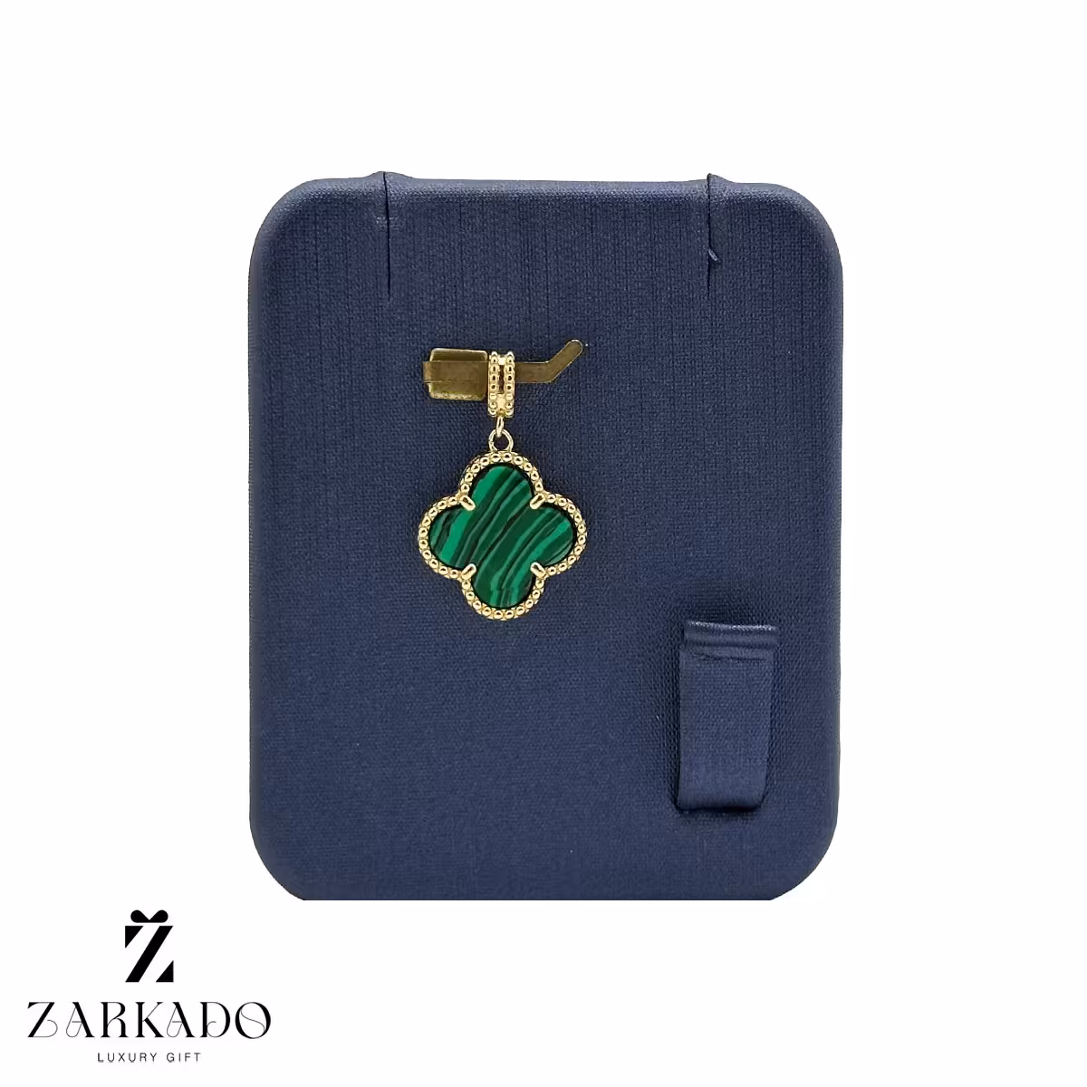 پلاک طلا طرح ون کلیف با سنگ مالاکیت کوچک کد P9865