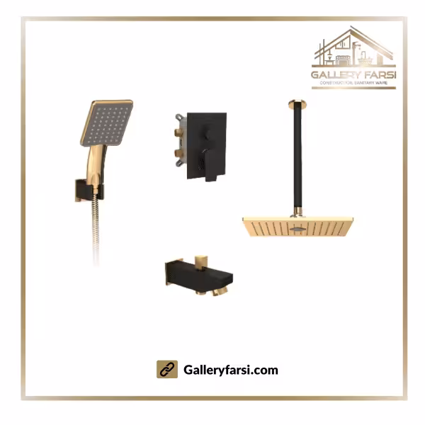 شیر حمام توکار شودر مدل رومر پلاس مشکی طلا مات تیپ1 brass