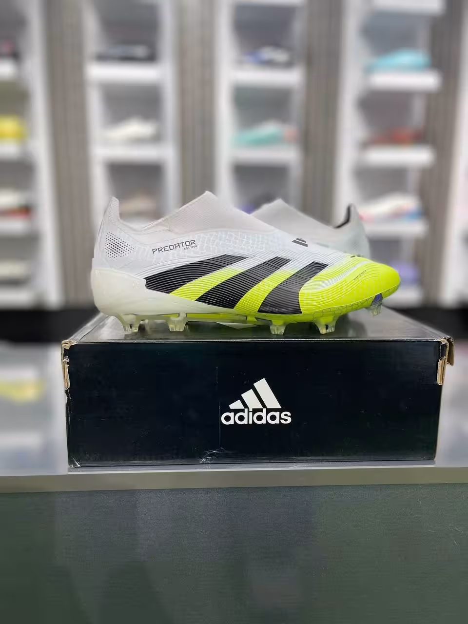 کفش فوتبال ادیداس پردیتور بدون بند سبز adidas predator  fg