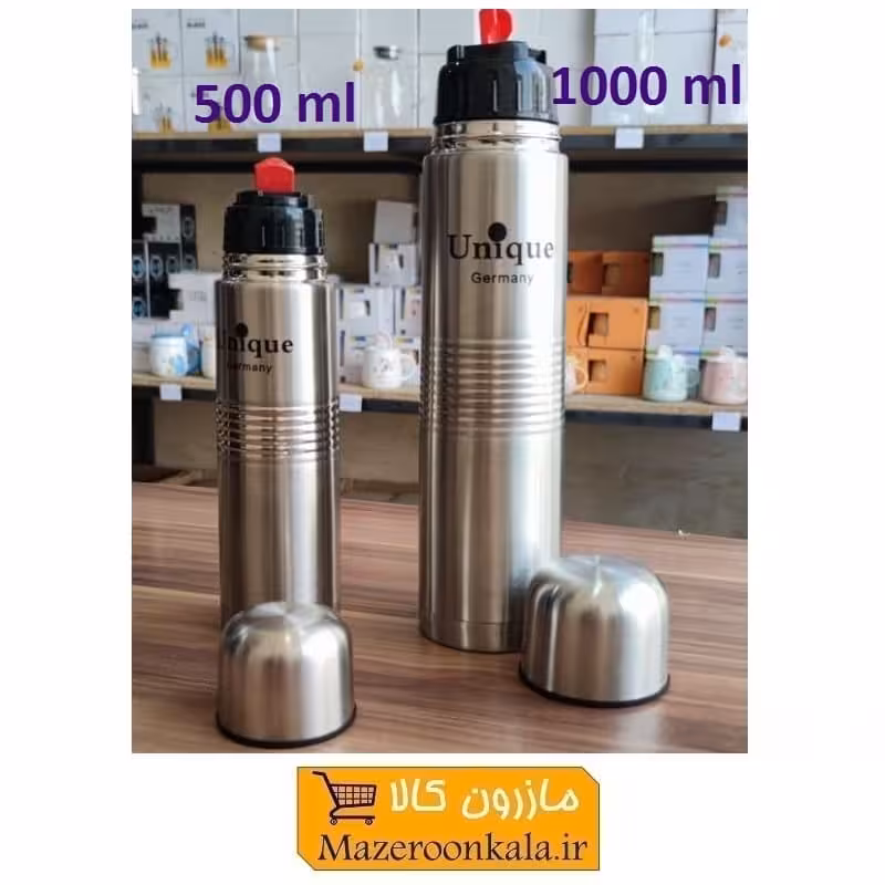فلاسک استیل قلمی یونیک Unique خط دار نیم لیتری HFL-022