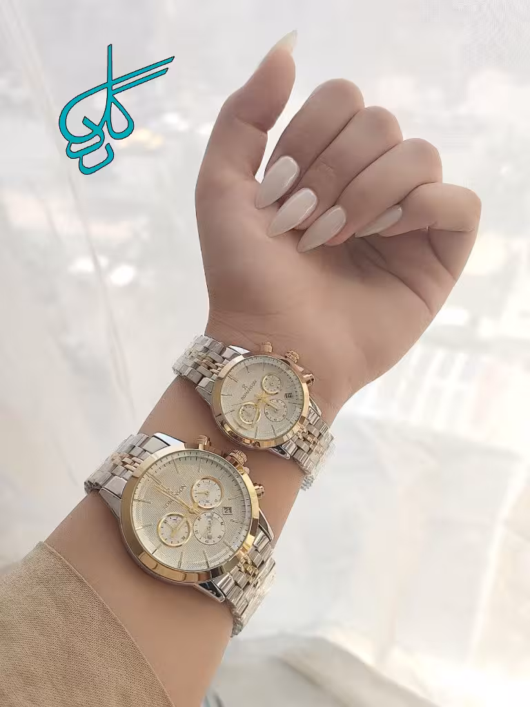 خرید ست ساعت مردانه و زنانه مارک رومنسون سه موتوره فعال تقویم دار رنگ ثابت دو قفله مخفی کیفیت عالی کد 2117216 - ردگل