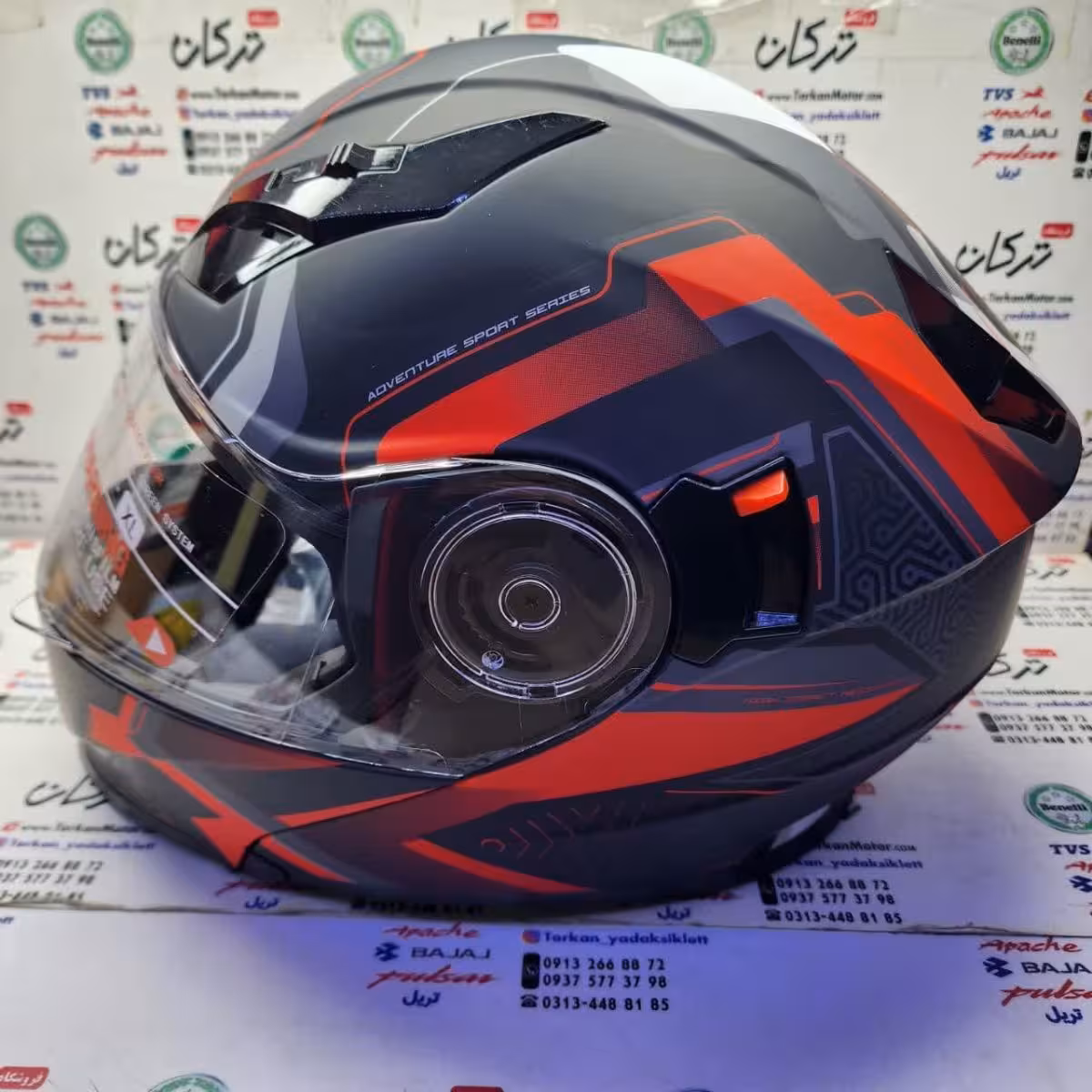 کلاه کاسکت ایمنی فک متحرک عینک دار خارجی کامل مارک ردلاین اسپرت خط قرمز کد 939