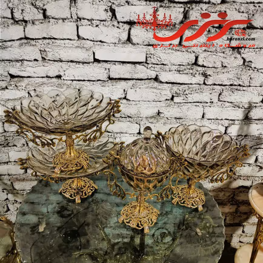 ست چهار تکه پذیرایی پایه برنجی جدید شامپاین