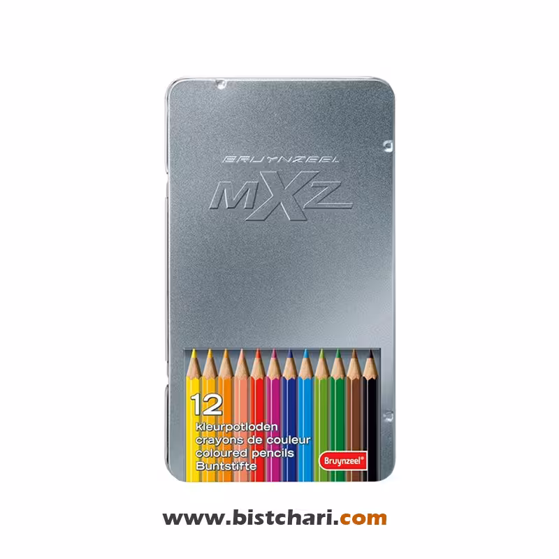 مداد رنگی 12 رنگ جعبه فلزی برند برونزیل Bruynzeel