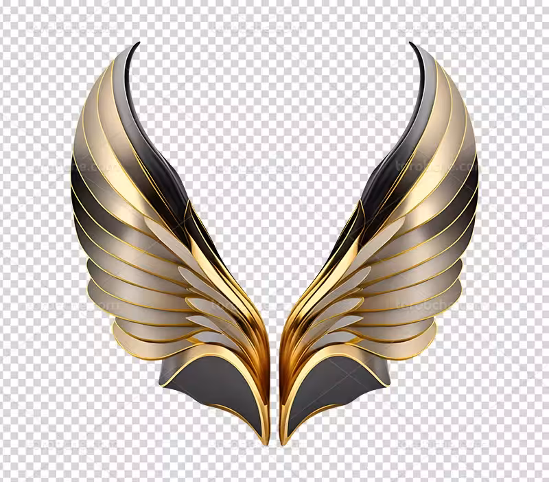 عکس PNG بال مشکی طلایی 3D | گرافیک با طعم تربچه