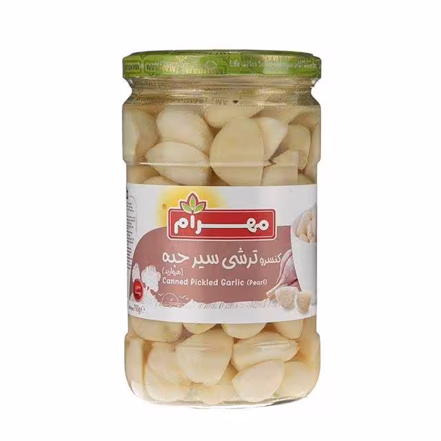 کنسرو ترشی سیر حبه مروارید مهرام 700 گرمی