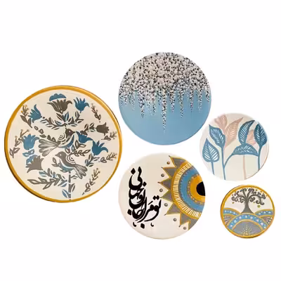 بشقاب دیوارکوب سفالی کد 678 مجموعه 5 عددی 