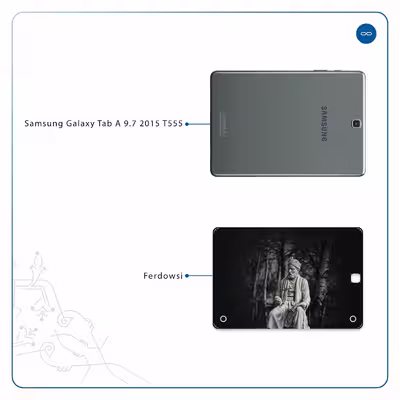 برچسب پوششی ماهوت مدل Ferdowsi-Logo مناسب برای تبلت سامسونگ Galaxy Tab A 9.7 2015 T555