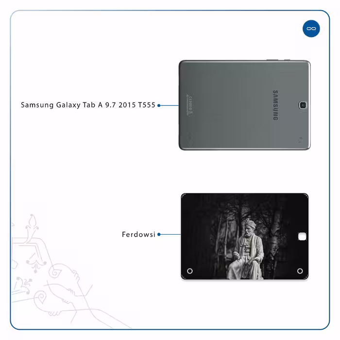 برچسب پوششی ماهوت مدل Ferdowsi-Logo مناسب برای تبلت سامسونگ Galaxy Tab A 9.7 2015 T555