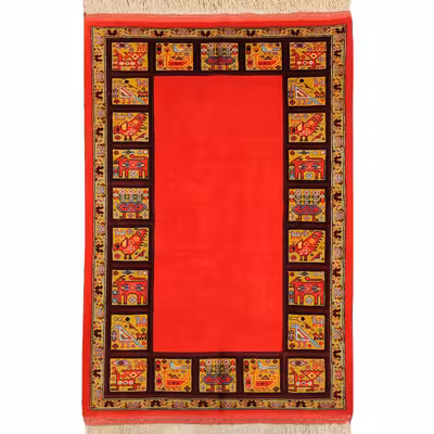 فرش دستبافت یک و نیم متری طرح زمینه ساده کد AA477