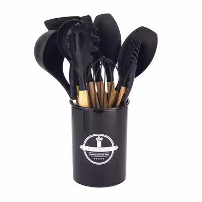 سرویس کفگیر و ملاقه 10 پارچه مدل سیلیکونی رنگی کد 1001