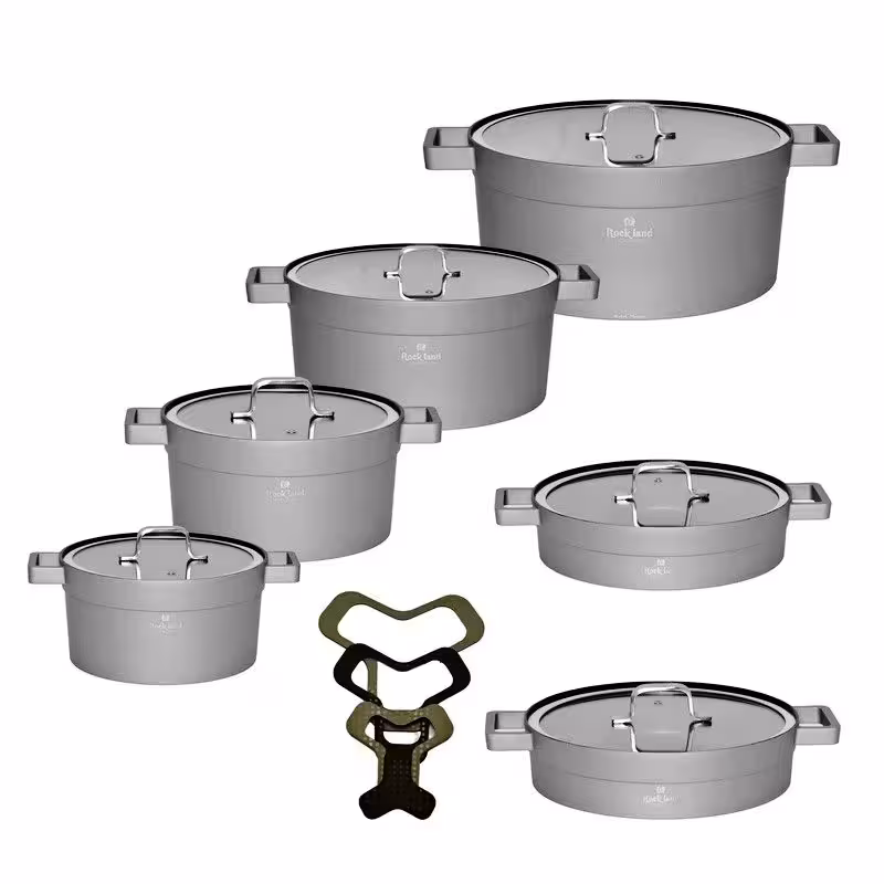 سرویس پخت و پز راکلند 16 پارچه مدل تمیس رنگ طوسی