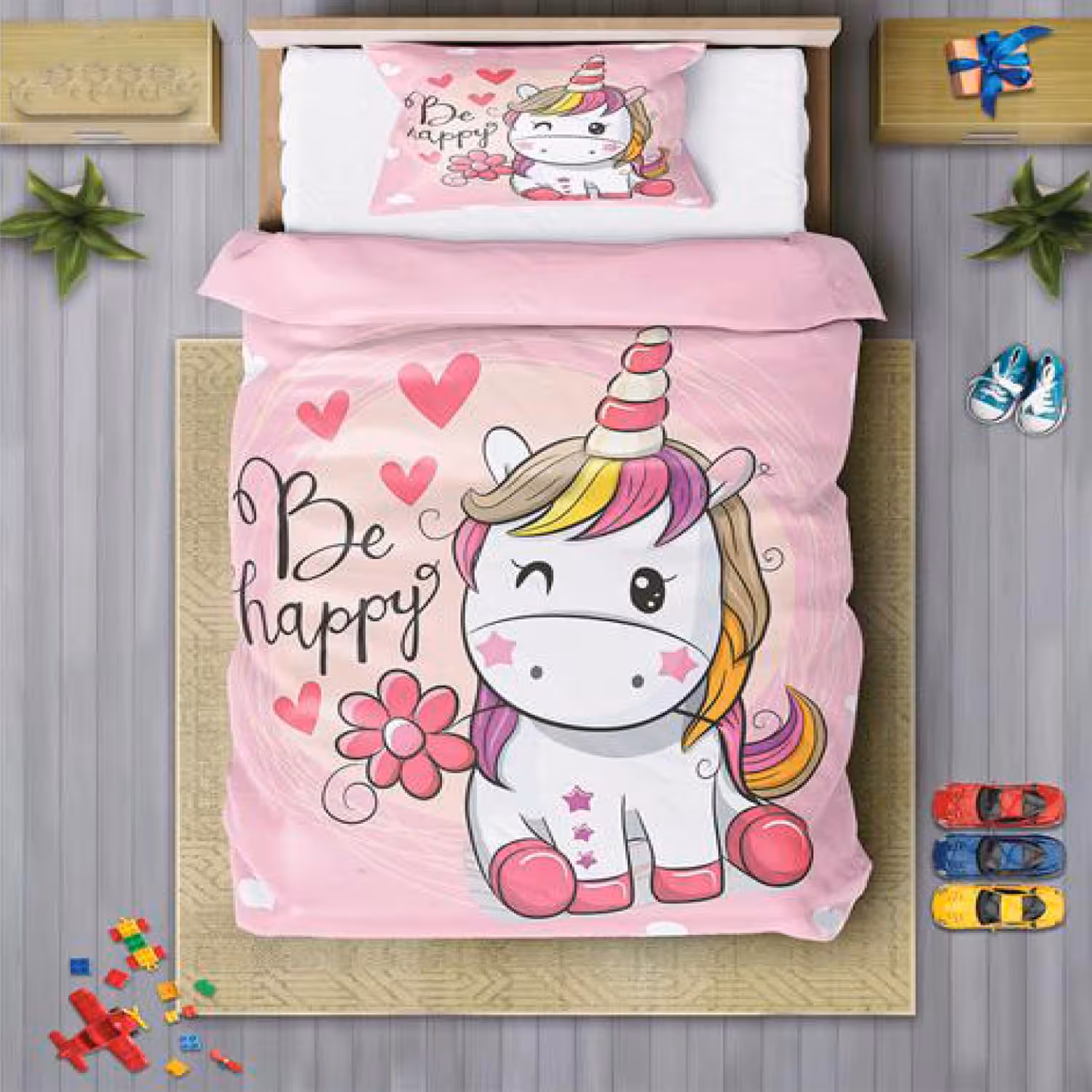 سرویس روتختی دخترانه چیداری مدل 7076 یک نفره چهار تکه