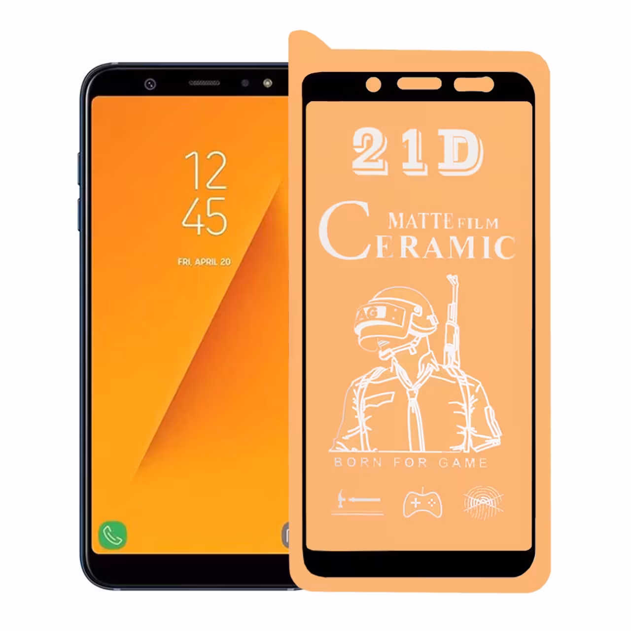 محافظ صفحه نمایش سرامیکی مات Samsung A6 2018 - Full Cover - مشکی (بدون پک)