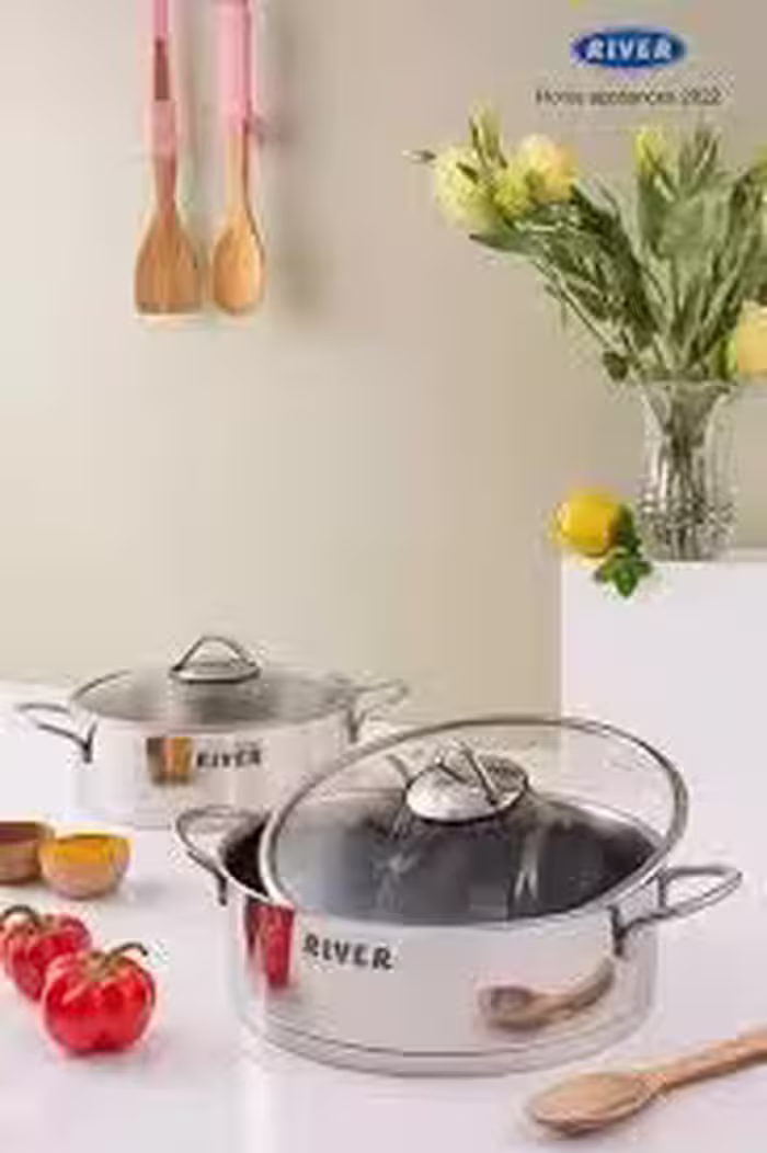 تابه دو دسته استیل سایز 26 براق ریور کد 3868