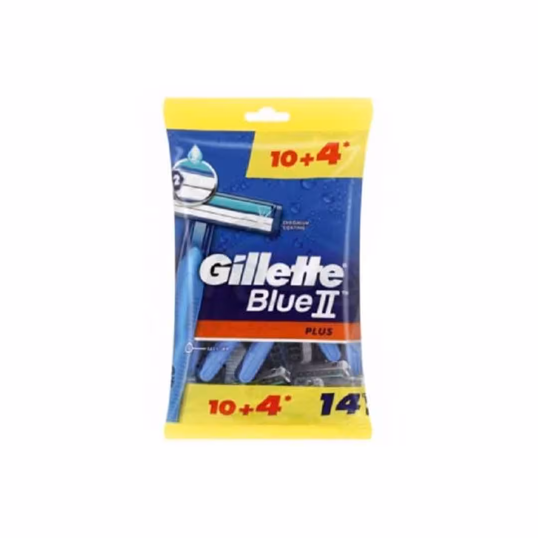 خودتراش 2تیغه ژیلت مدل Blue 2 PLUS بسته 14 عددی