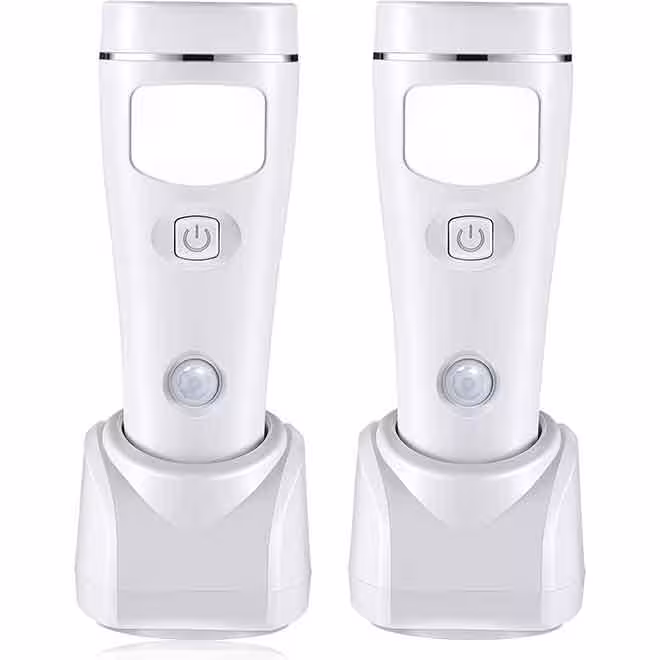 بسته 2 عددی چراغ قوه‌های LED سوکتی دیواری قطع برق قابل جدا شدن سنسور حرکت و سنسور گرگ و میش 4 کاره