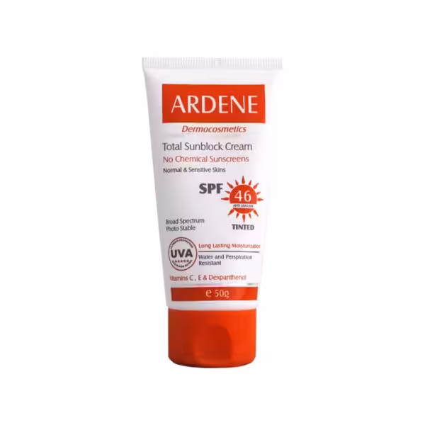 کرم ضد آفتاب فیزیکال آردن SPF 46 مناسب پوست های معمولی و حساس وزن 50 گرم- بژ متوسط