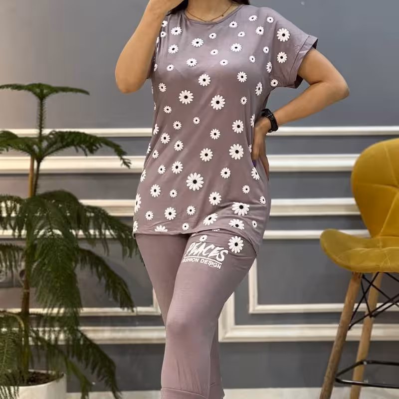 تاپ شلوارک زنانه گل بابونه