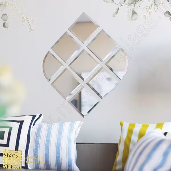 آینه آسان نصب نقره ای مدل نگین کدSQ0702