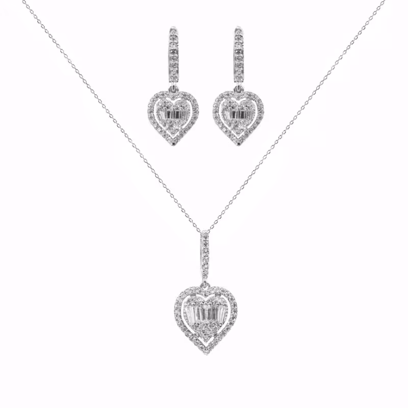 نیم ست نقره زنانه قلب اسپرتی مدل NI S2