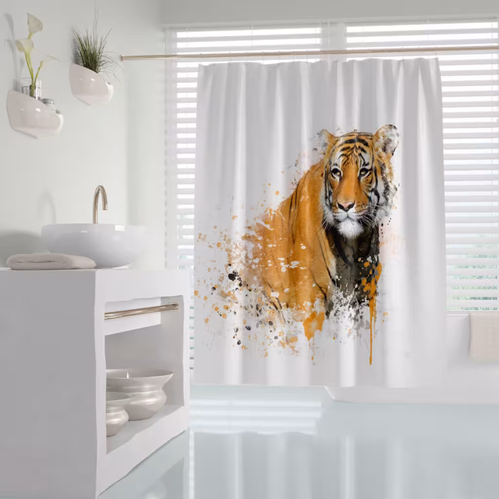 پرده حمام دلفین مدل Tiger سایز 180×200 سانتی متر