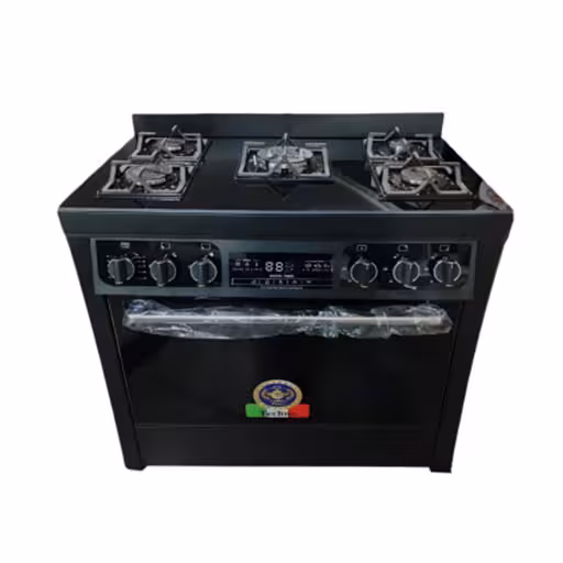 اجاق گاز طرح فر تکنو پروسا techno مدل 13500 مشکی صفحه شیشه