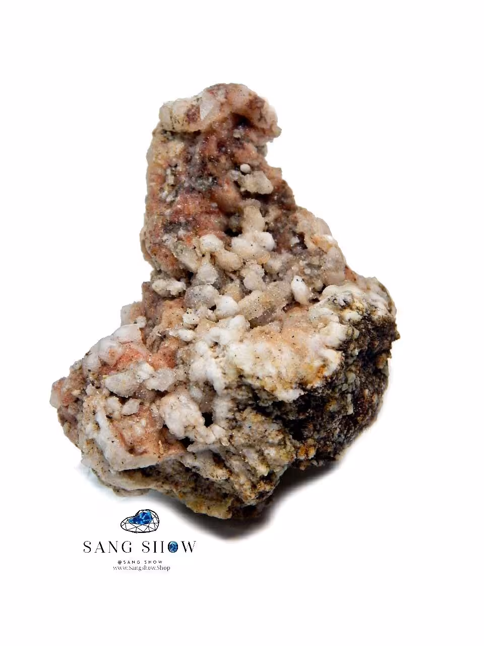 کوارتز صورتی بلوری با رو رشدی کریستال کوارتز شکری نمونه استثنایی و زیبا S1056