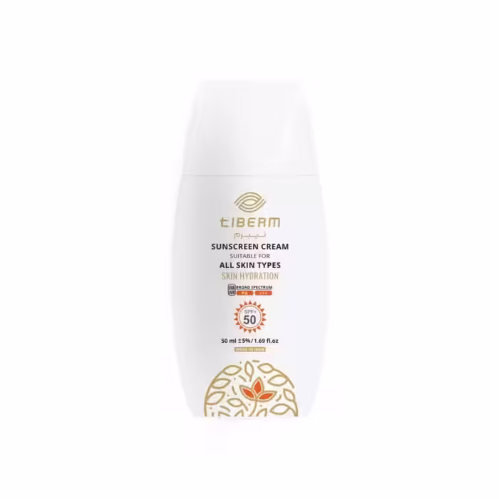 ضد آفتاب فلوئیدی تیبرم Tiberm حجم 50 میل tIBERM SUNSCREEN CREAM spf50  50 ml