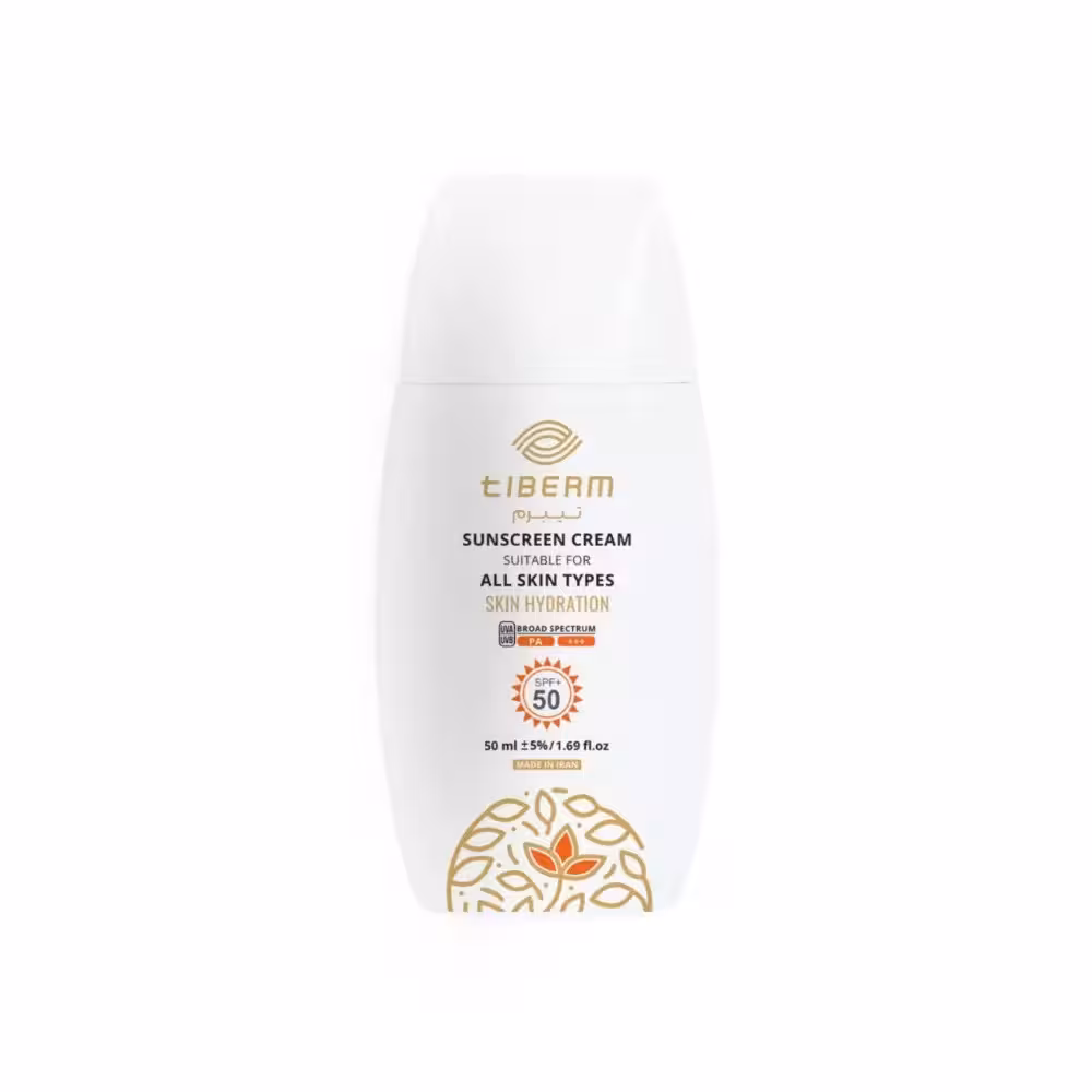ضد آفتاب فلوئیدی تیبرم Tiberm حجم 50 میل tIBERM SUNSCREEN CREAM spf50  50 ml