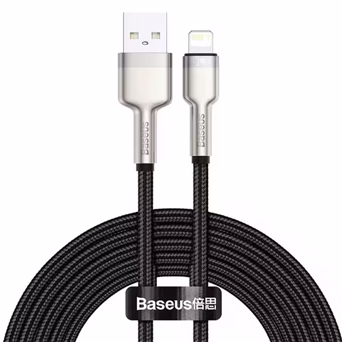 کابل شارژ سریع و انتقال داده لایتنینگ بیسوس Baseus Cafule Metal Lightning Cable 1m 2.4A