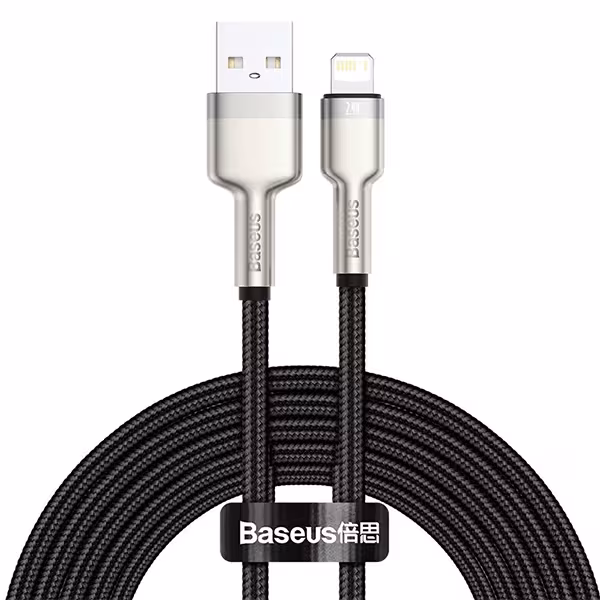 کابل شارژ سریع و انتقال داده لایتنینگ بیسوس Baseus Cafule Metal Lightning Cable 1m 2.4A